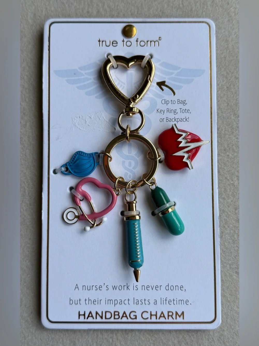 True to Form Nurse Handbag Charm Keychain – Graduation Gift, Nurse Gift, Healthc - Picture 2 of 3